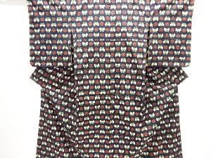 花模様織り出し手織り紬着物